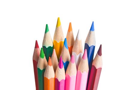 colored pencils isolated on a white  backgroundの写真素材