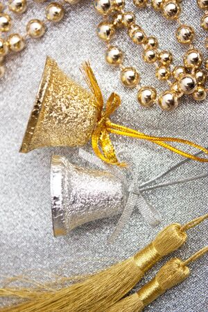 Christmas bell  on Christmas background の写真素材