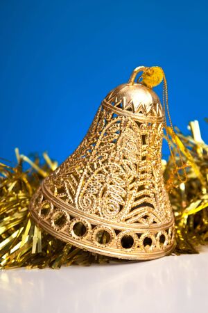 Christmas bell  on Christmas background の写真素材