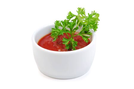 red sauce isolated on white backgroundの写真素材