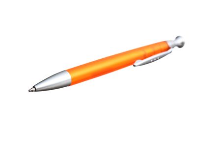 Orange pen isolated on white backgroundの写真素材