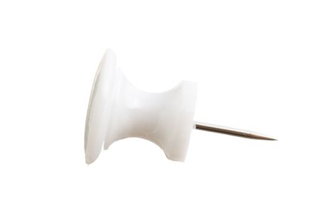 white pushpin  isolated on white backgroundの写真素材