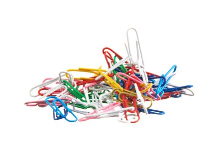 pile of paperclips  isolated on white backgroundの写真素材