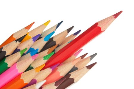 colored pencils isolated on a white  backgroundの写真素材