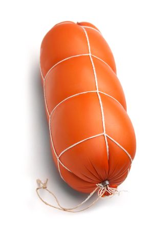 Cooked sausage isolated on the white background の写真素材