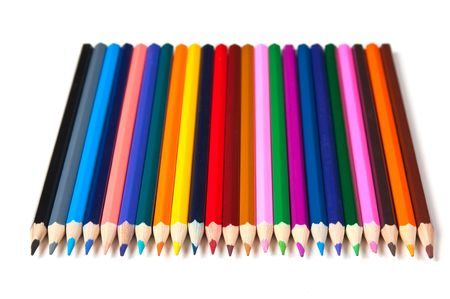 colored pencils isolated on a white  backgroundの写真素材