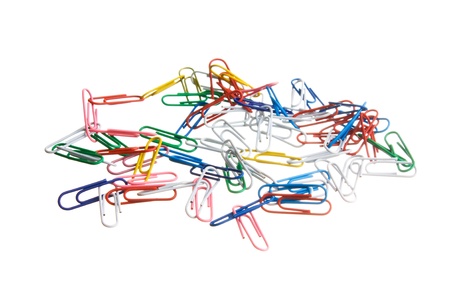 pile of paperclips  isolated on white backgroundの写真素材