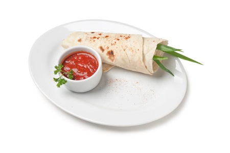 pancakes stuffed with spices isolated on white backgroundの写真素材