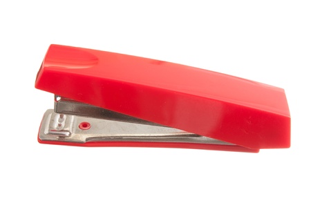 red stapler isolated on white backgroundの写真素材