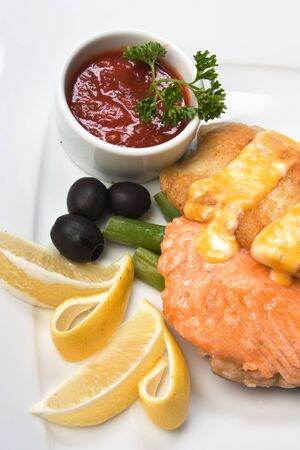 dish of fried meat baked in pastryの写真素材
