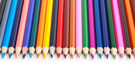 colored pencils isolated on a white  backgroundの写真素材