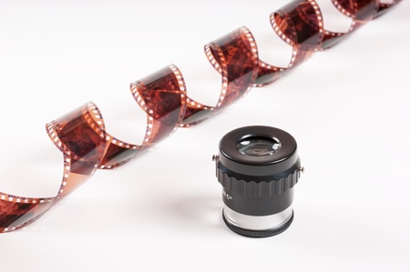 twisted negative film, and Magnifierの写真素材