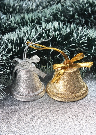 Christmas bell  on Christmas background の写真素材