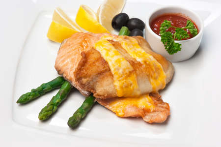 dish of fried meat baked in pastryの写真素材