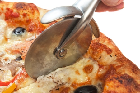 Pizza Slice  isolated on white backgroundの写真素材