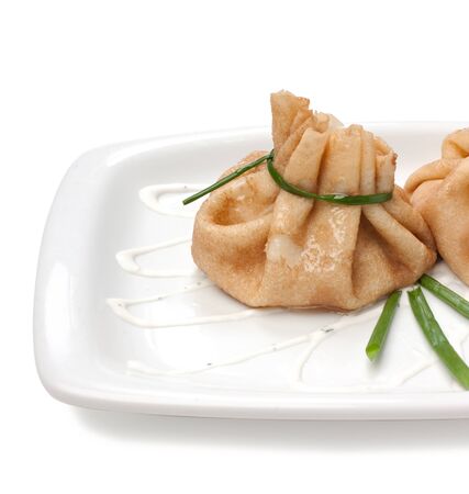 crepes stuffed  isolated on white backgroundの写真素材