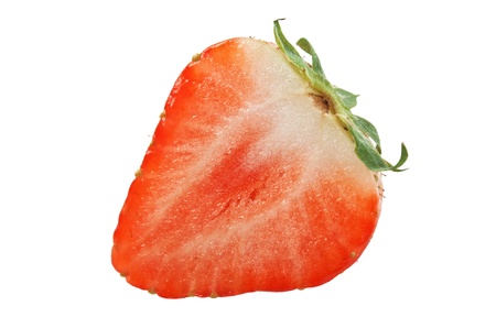 strawberries cut isolated on white backgroundの写真素材