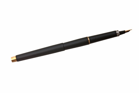 stick with the golden pen isolated on white backgroundの写真素材