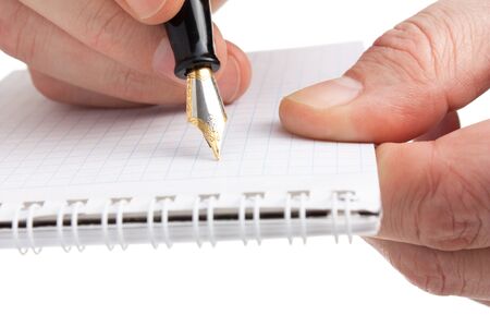 pen in hand  isolated on white backgroundの写真素材