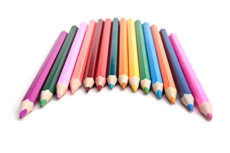 colored pencils isolated on a white  backgroundの写真素材
