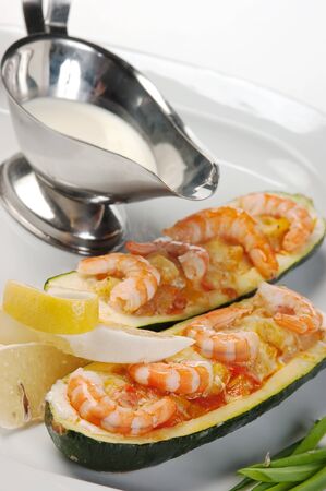 dish of fried shrimpの写真素材