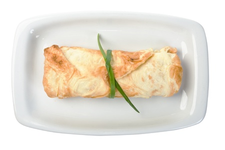 pancakes stuffed isolated on white backgroundの写真素材