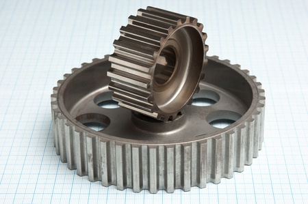 gears on graph paperの写真素材
