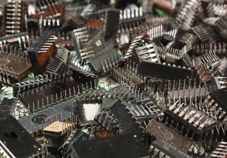 pile old electronic chip  and componentsの写真素材