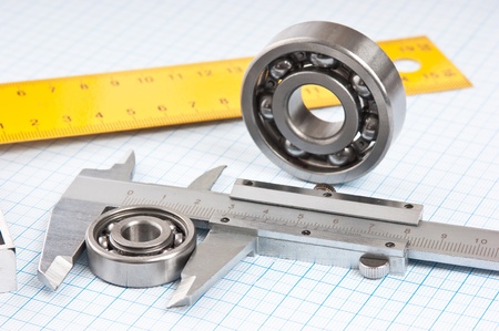 callipers with bearing on graph paperの写真素材