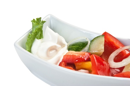 Vegetable salad  isolated on white backgroundの写真素材