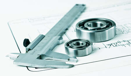 mechanical scheme and calipers with bearingの写真素材