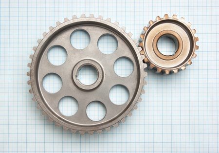 gears on graph paperの写真素材