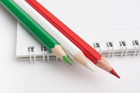 color pencils and notebookの写真素材