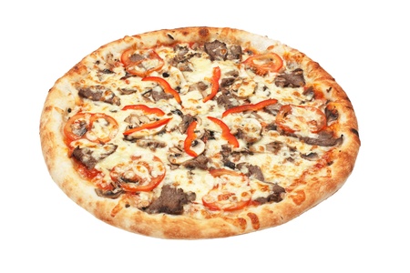 Pizza isolated on white backgroundの写真素材