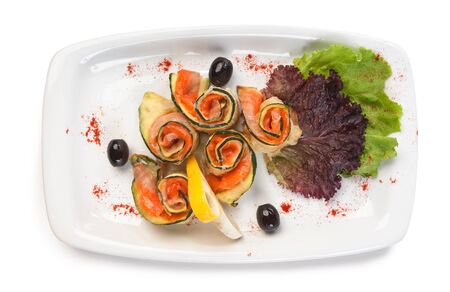 Vegetable salad  isolated on white backgroundの写真素材