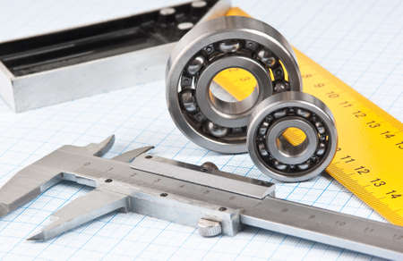 callipers with bearing on graph paperの写真素材