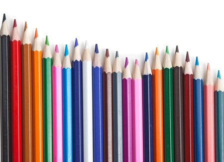 colored pencils isolated on a white  backgroundの写真素材