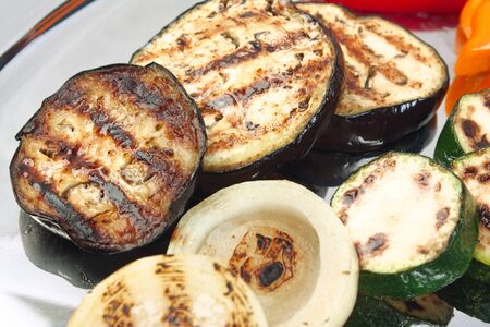 a dish of fried eggplantの写真素材