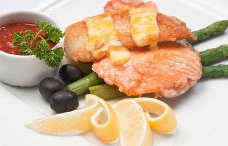 dish of fried meat baked in pastryの写真素材
