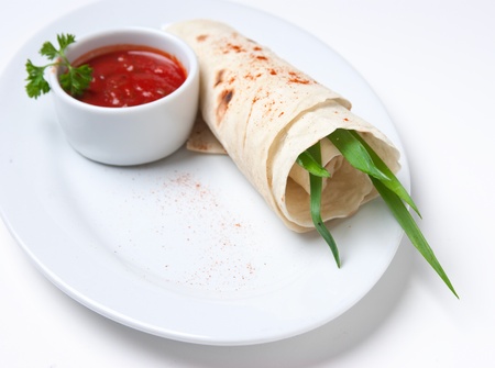pancakes stuffed with spicesの写真素材