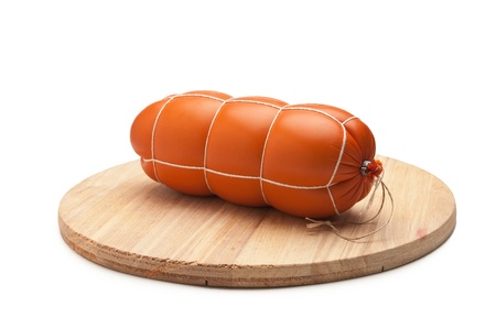 Cooked sausage isolated on the white background の写真素材