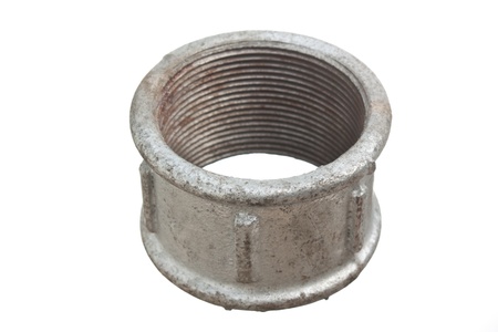 Pipe coupling isolated on a white  backgroundの写真素材