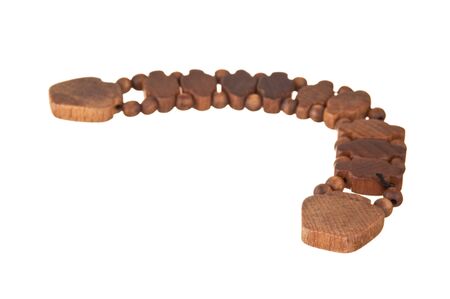 wooden amulet necklace isolated on white backgroundの写真素材