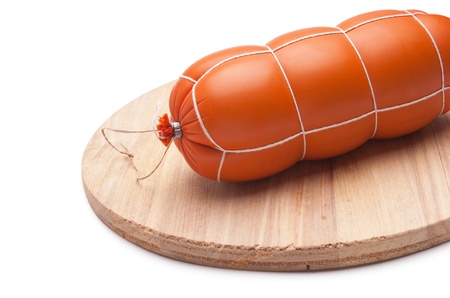 Cooked sausage isolated on the white background の写真素材