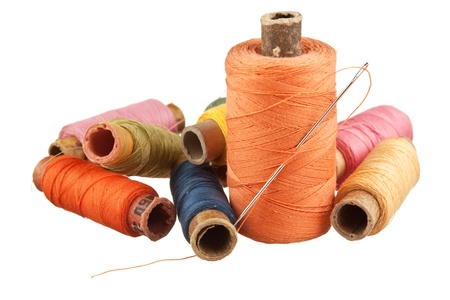spool of thread isolated on a white  background の写真素材