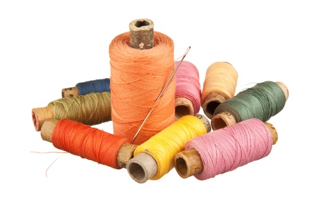 spool of thread isolated on a white  background の写真素材