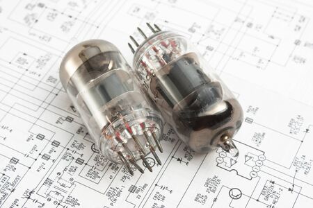 electron tube on the wiring diagramの写真素材