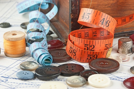 still life various sewing accessories in the scheme