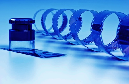 twisted negative film, and Magnifierの写真素材