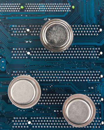 old silicon chip on the electronic boardの写真素材